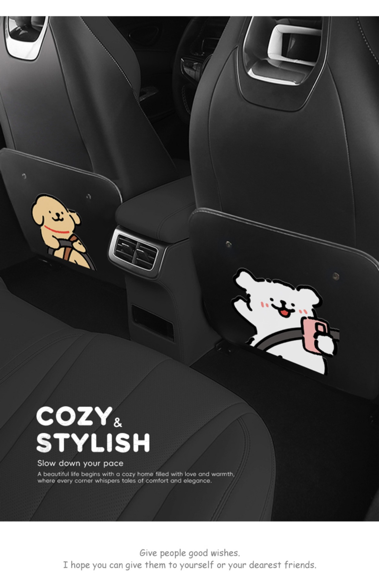 Driving Puppy Car Seat Anti-Kick Pad, Cute Rear Seat Back Anti-Kick Pad, Creative Car Anti-Wear Pad, Anti-Dirty Pad