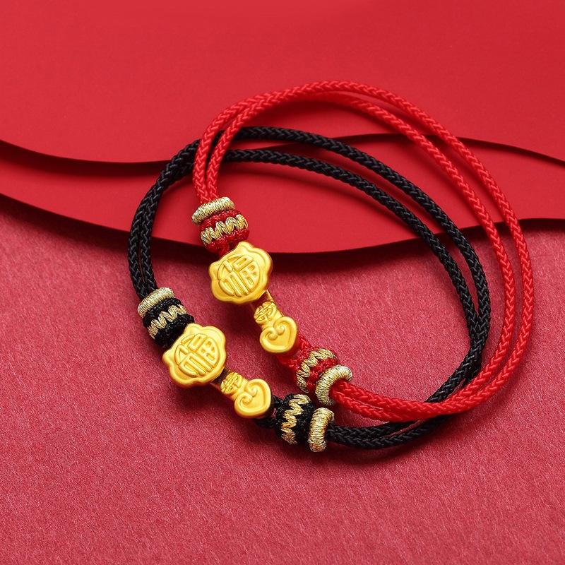 Braccialetto portafortuna in oro sabbia vietnamita, tutto va bene, bracciale in rame placcato oro, gioielli di coppia dal vivo_voghion.com