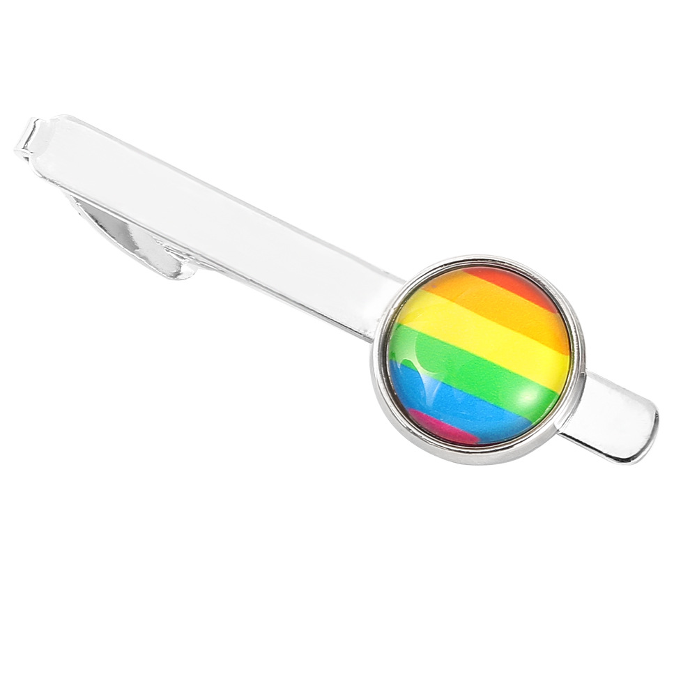 kreatywna moda nowy męski tęczowy spinka do krawata osobowość biznesowy prosty garnitur spinka do krawata akcesoria miejsce_voghion.com