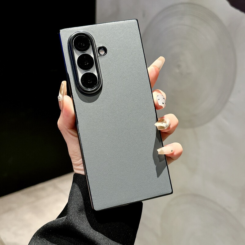 Samsung Galaxy Z Fold 7 電気メッキ無地レザー携帯電話ケース Flip7 保護カバー折りたたみケースレザーテクスチャーに適しています。|undefined