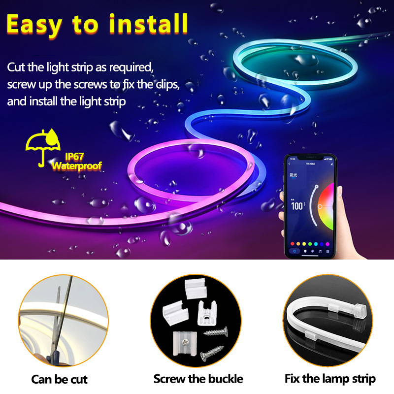 Neón colorido graffiti WiFi Bluetooth música RGB silicona flexible faro con inteligente DIY forma caballo corriendo