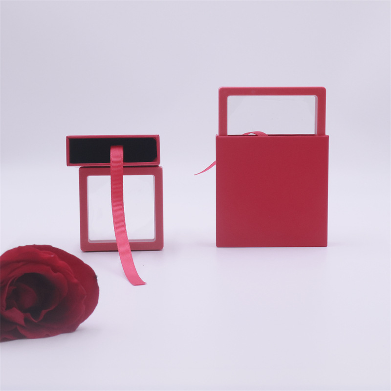 Caja de cajón de papel exterior multicolor extraída Caja de suspensión de almacenamiento Anillo de embalaje de red Caja de joyería de cristal antioxidante