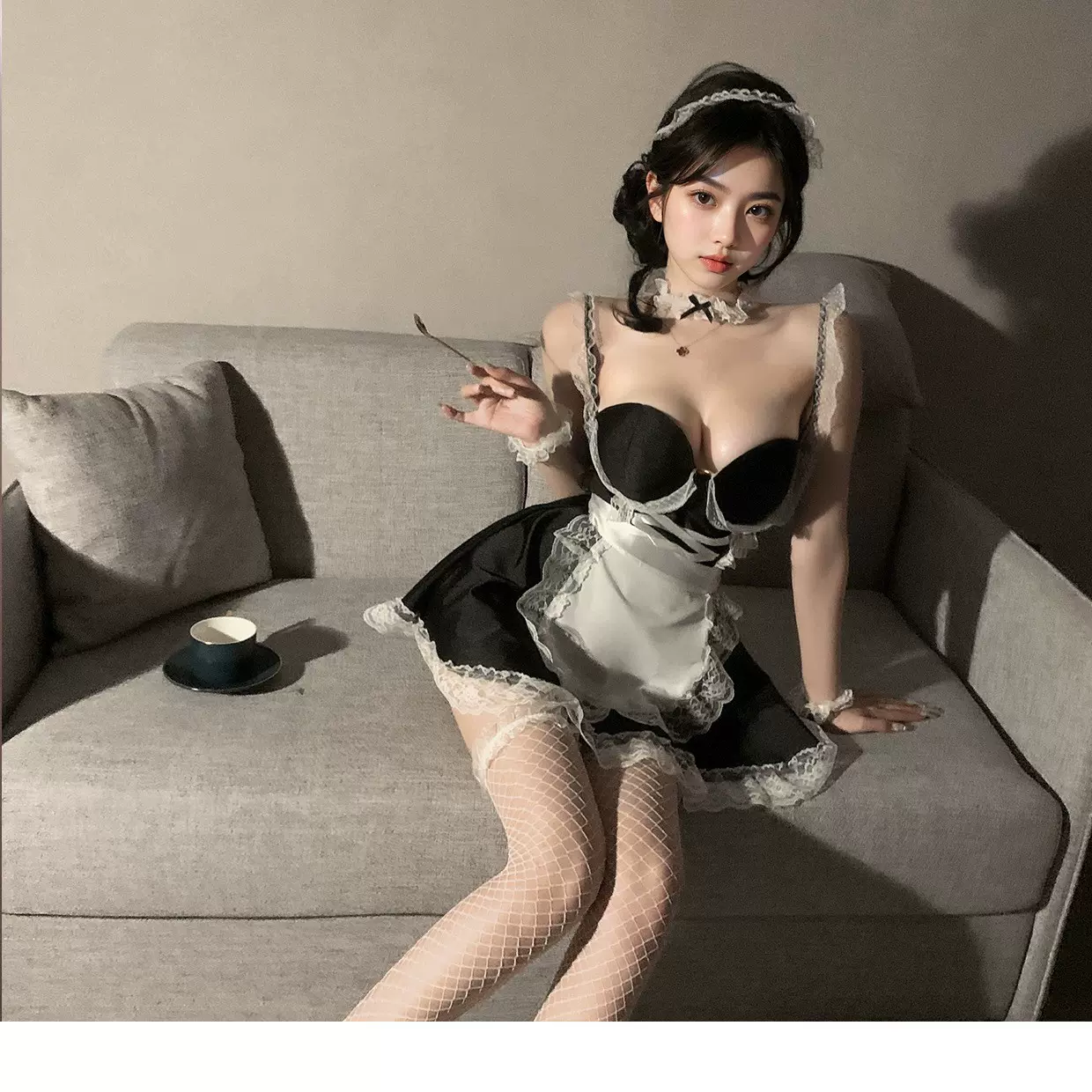 情趣内衣女佣制服套装性感女仆cos可爱小胸显大纯欲蕾丝钢托聚拢