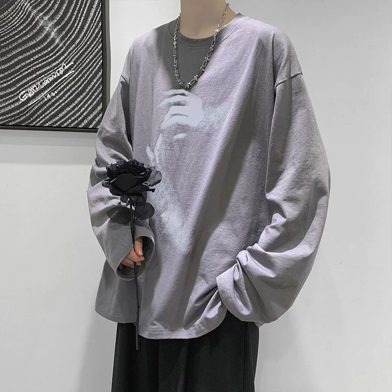 เสื้อทีเชิ้ตเทรนด์ฤดูใบไม้ร่วง แขนยาวอุ่นแบบเทอร์มอล สไตล์เกาหลี ทรงหลวม (ไซส์ 2–5XL สี)
