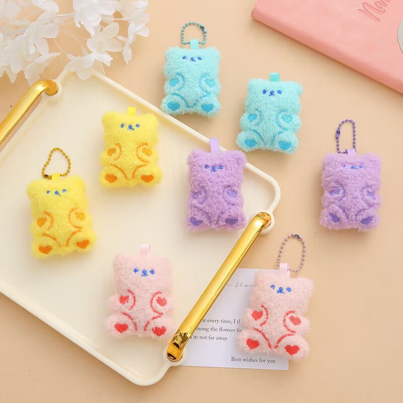 Colorful Gummy Bear Cotton Filled Doll DIY Bag Keychain Pendant Children's Shoes and Hat Decoration Stuffed Brooch