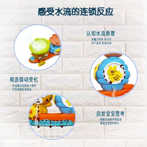 Cross-border baby bathroom toys, children's water play tools, bear water cart, bathing, parent-child interaction, summer swimming