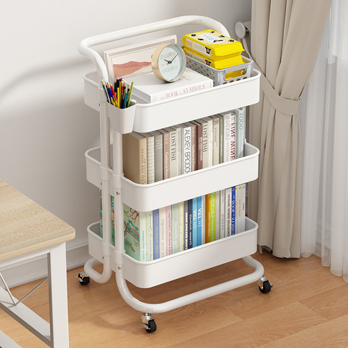 OD59 wholesale bookshelf rack floor-standing multi-layer wheeled trolley desk side reading book storage small
