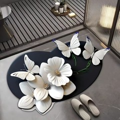 創意蝶花卉異形珪藻泥マット浴室吸水速乾滑り止めマット