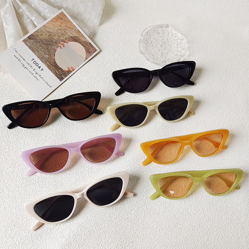 Sweet Color Block Uv400 Resin Cat Eye Full Frame Women's Sunglasses display picture 2