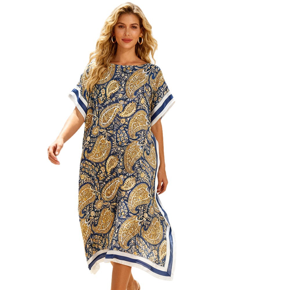 Transfronterizo Amazon 2026 nuevo primavera y verano sunscreen playa camiseta de vacaciones vestido impreso chal