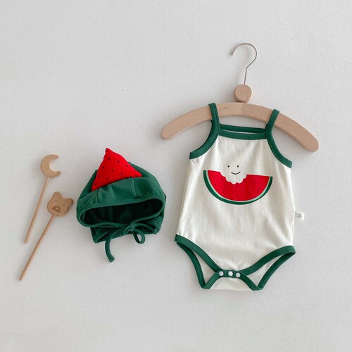 Korean version new baby and toddler unisex cute watermelon style sleeveless crawling suit for summer