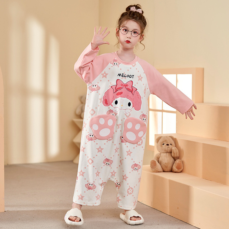 女の子の連体パジャマ子供の長袖は春と秋の赤ちゃんに風邪をひかれないようにされています。|undefined