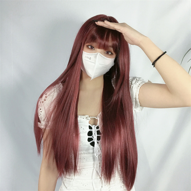 Women's Fashion Street High Temperature Wire Air Bangs Long Straight Hair Wigs display picture 5