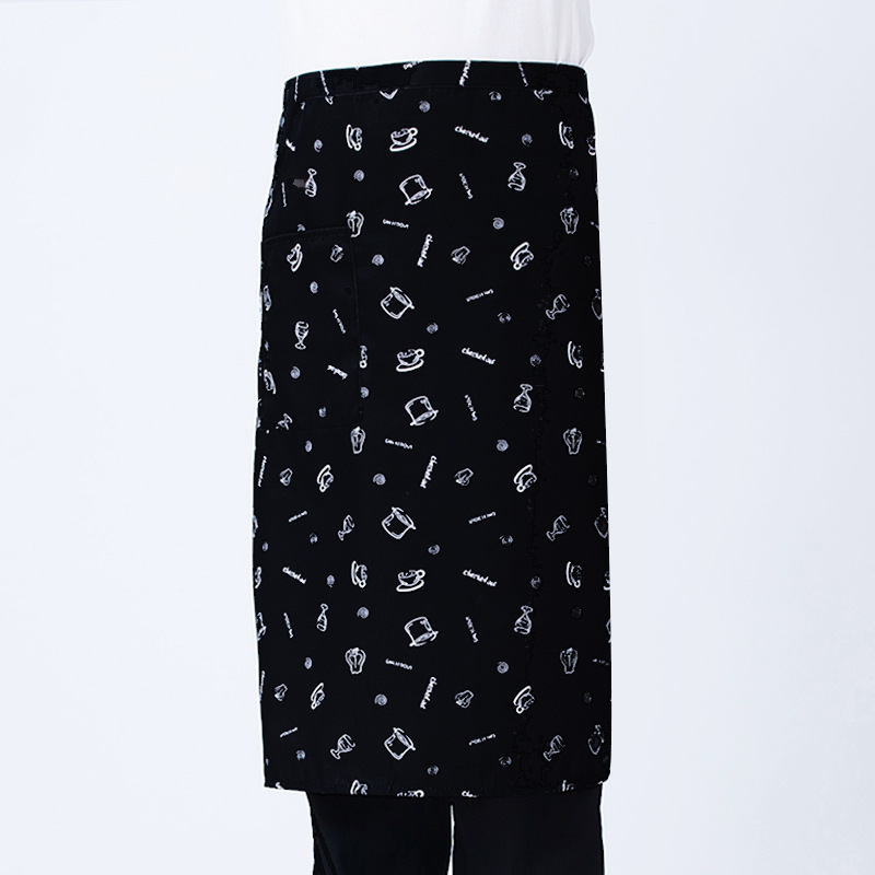 Delantal de chef, media sección, cuello halter, cafetería de hotel, restaurante occidental, camarero, delantal de trabajo, una pieza de personalización