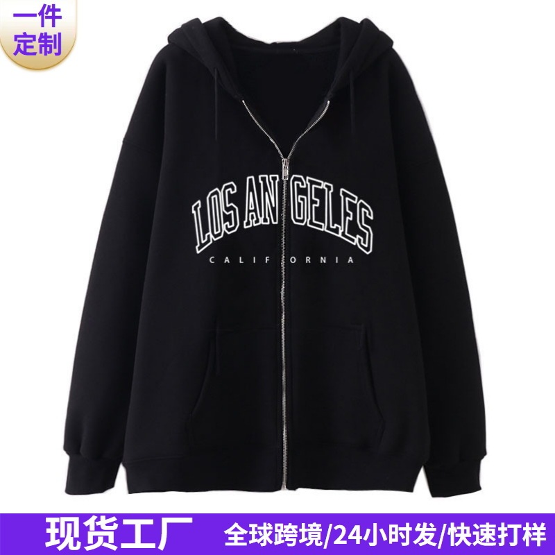2025 Hot-Selling Women's Letter Printed Zipper Hooded Sweatshirt European and American Los Angeles California Jacket Top 2025 Hot-Selling Women's Letter Printed Zipper Hooded Sweatshirt European and American Los Angeles California Jacket Top