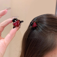 简约红色爱心小抓夹女韩版迷你百搭刘海小发夹侧边夹新款半扎发夹