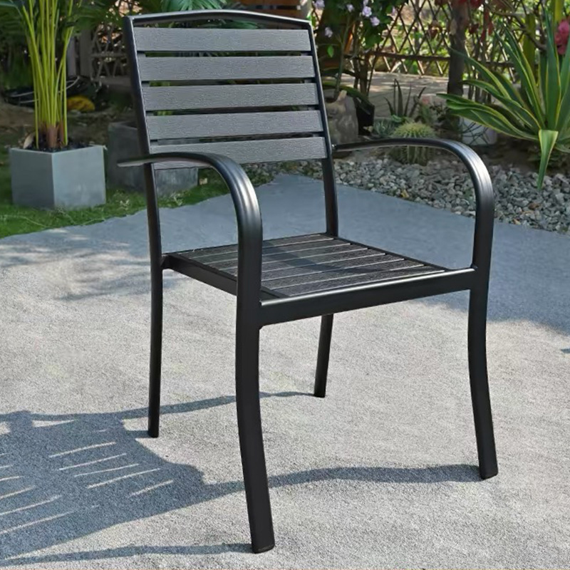 Mesa y sillas al aire libre de madera plástica patio al aire libre Jardín mesa de comedor al aire libre balcón muebles de ocio anti-corrosión café de madera