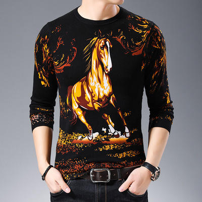 壹件代發上海廠家批發分銷春秋季老虎頭印花大碼薄款針織衫上衣春