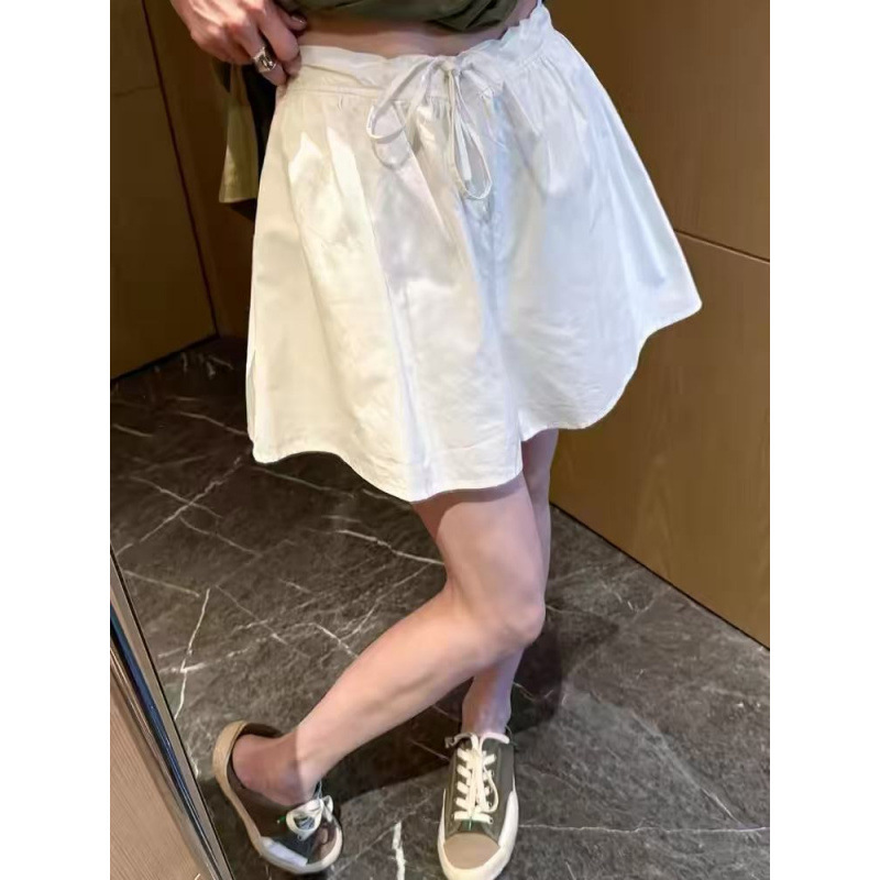 Maternity White Sports Wide-Leg Shorts for Women, New Summer Style, Thin Drawstring, Loose Casual Wide-Leg Pants for Petite Women