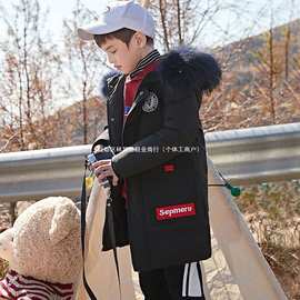 男童棉衣冬装中长款加厚中大童棉袄洋气儿童羽绒棉服大毛领外套无