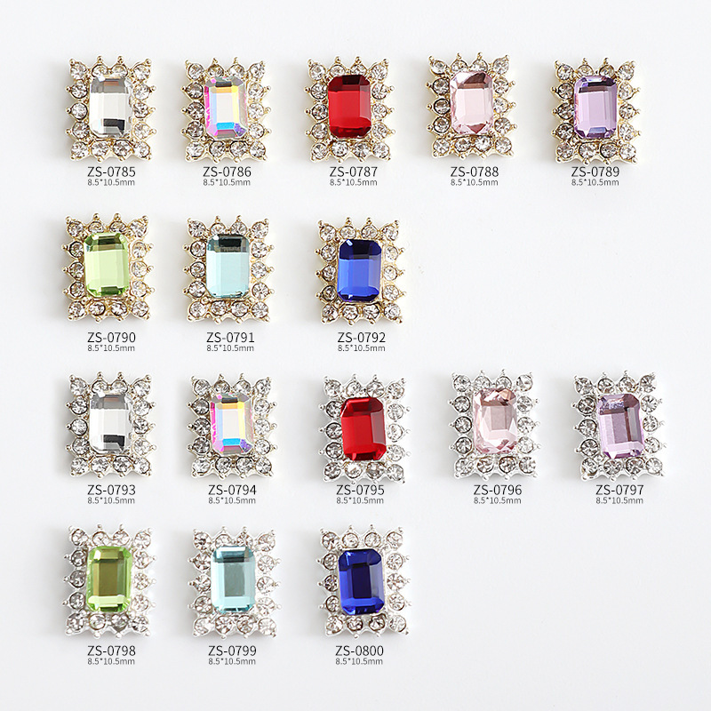 Internet Celebrity Explosive Manicure Color Alloy Jewelry ins Little Red Riding Book Same Style Crystal Octagonal Diamond Jewelry Nail Stickers Internet Celebrity Explosive Manicure Color Alloy Jewelry ins Little Red Riding Book Same Style Crystal Octagonal Diamond Jewelry Nail Stickers