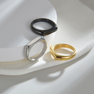 Cross-border new Amazon Women's 4MM wide casting plain ring ins Cold talk style niche jewelry popular titanium steel ring