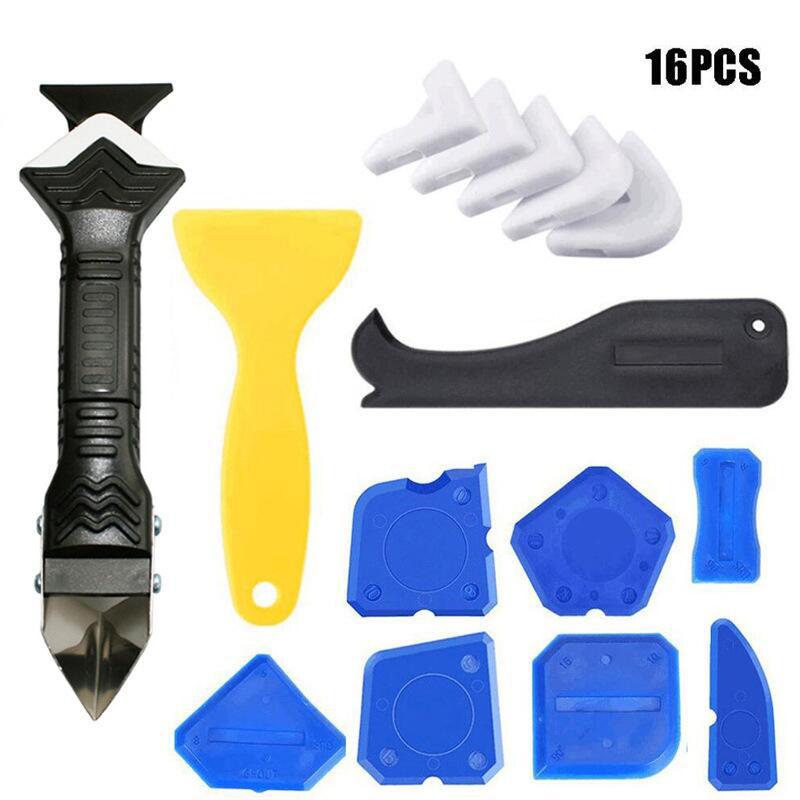 16件套填缝工具3合一金属头刮刀刮胶器除剂刮铲密封工具套件