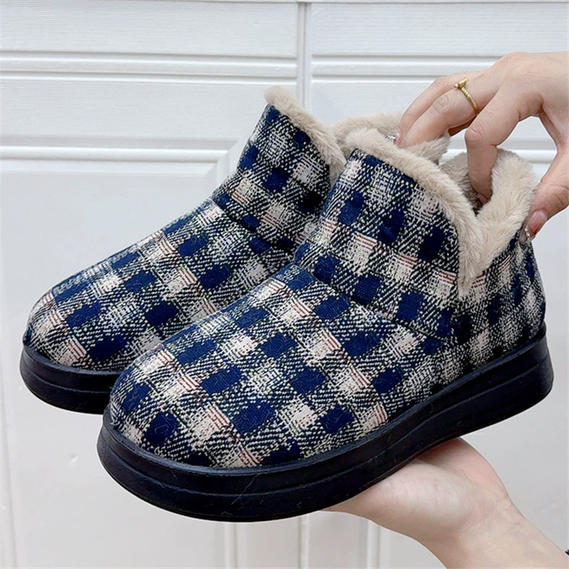 2024 новая зимняя толстая подошва плюс бархат утолщение тепло и комфорт снежные сапоги дикие мягкие подошвы хлопчатобумажные туфли