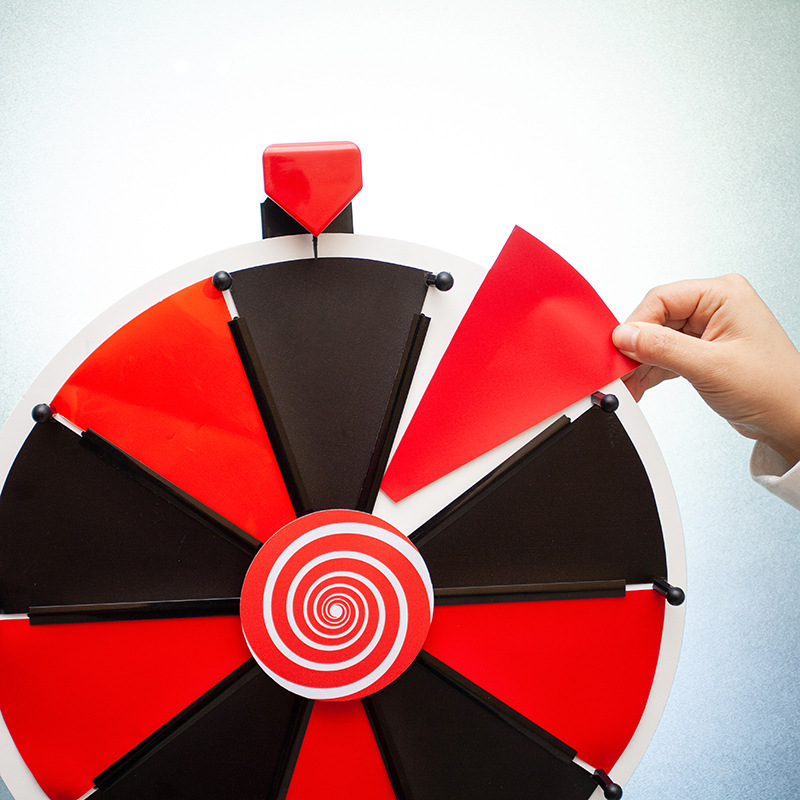 【跨境爆款】彩色15寸塑料脚摇奖转盘画面印刷