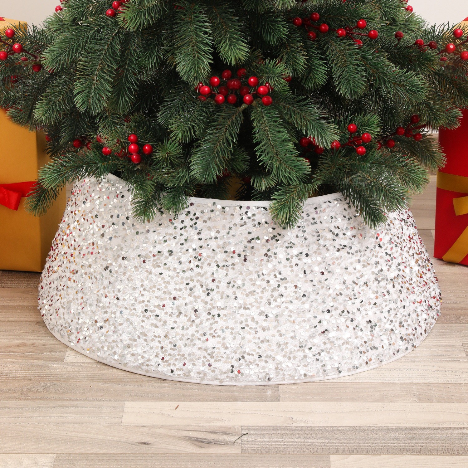Adornos de árbol de Navidad con lentejuelas, nuevos, transfronterizos, al por mayor, artículos para manualidades, cuellos para árboles de Navidad