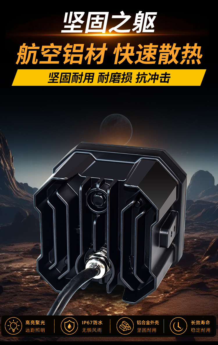 New Square-Shaped High-Power Automotive Work Light with Drl Mode, Modified for Off-Road Vehicles and Truck Headlights
