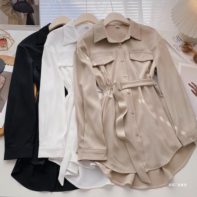 Long-Sleeved Shirt, Feminine Slimming Look Mid-Length 2025 Winter New Korean Style Niche Design Lace-Up Top