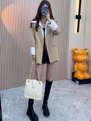 2025秋季新款小个子假两件西装外套女气质时尚感职业西服