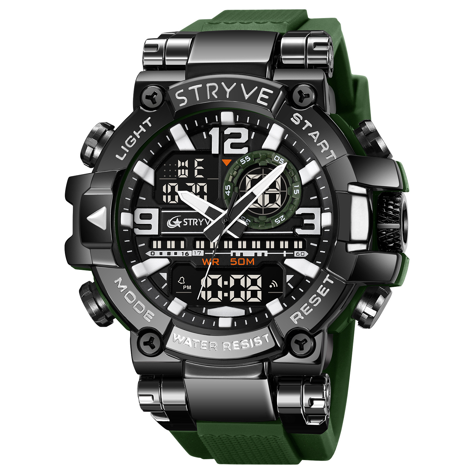 STRYVE reloj deportivo para hombre de moda luminoso reloj electrónico impermeable reloj multifuncional estudiante transfronterizo 8025