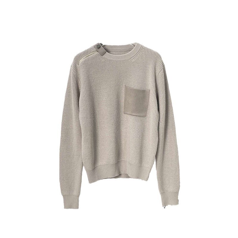 high quality ~ 25SS New Long Sleeve Shoulder Crewneck Sweater Wool Fisherman Knitted Base Sweater