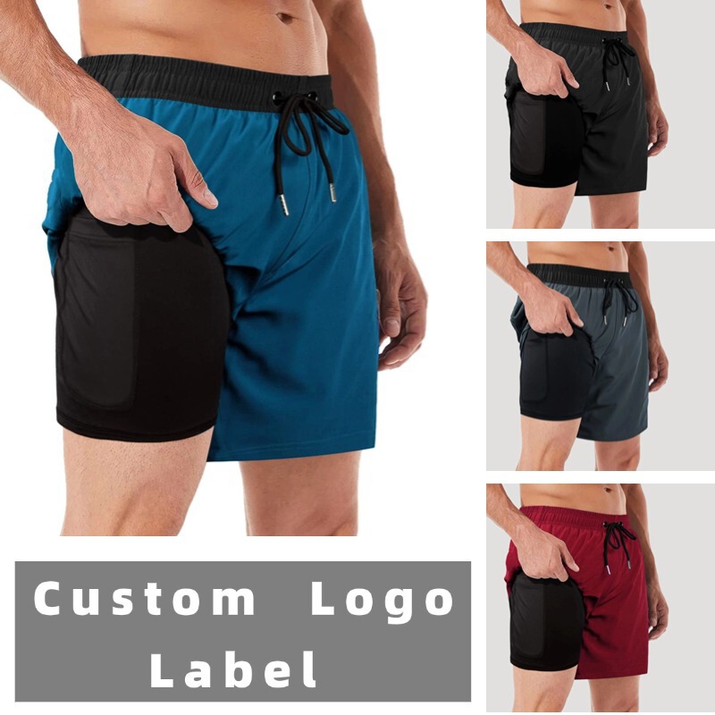 Cross-border Amazon AliExpress 2024 new men's fashion all-match lining two-in-one casual fitness shorts