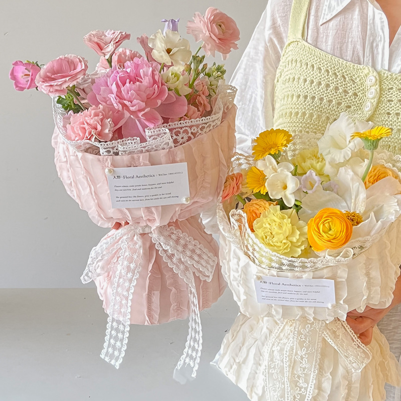 花束蕾丝带包花丝带刺绣蕾丝镂空花边鲜花包装材料花店礼品带批发