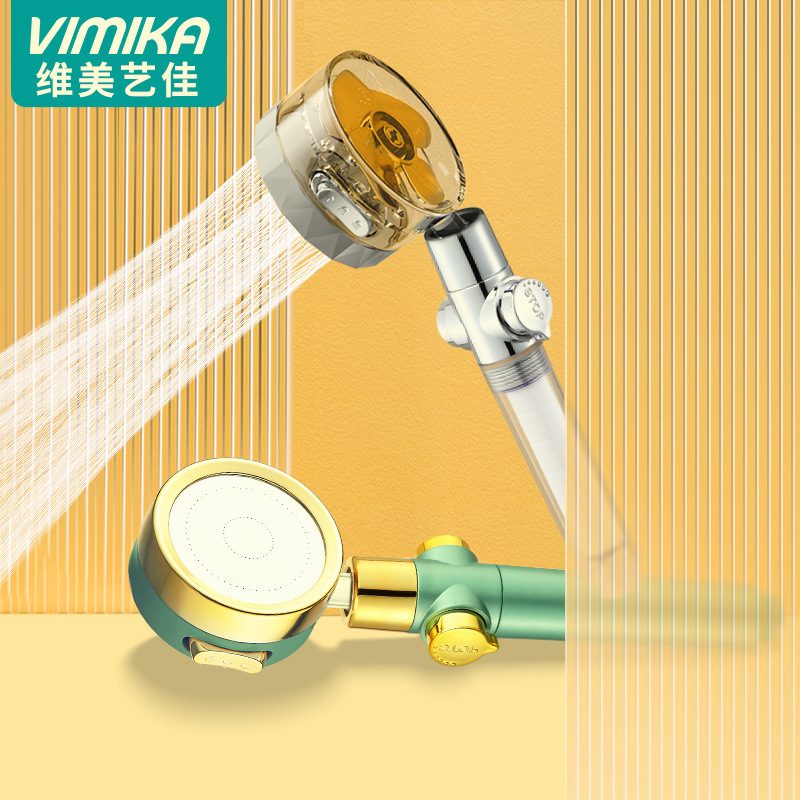 Slim Waist Turbocharged Shower Head with Filter and Pressure Booster Bath Shower Set with Rain Shower Head
