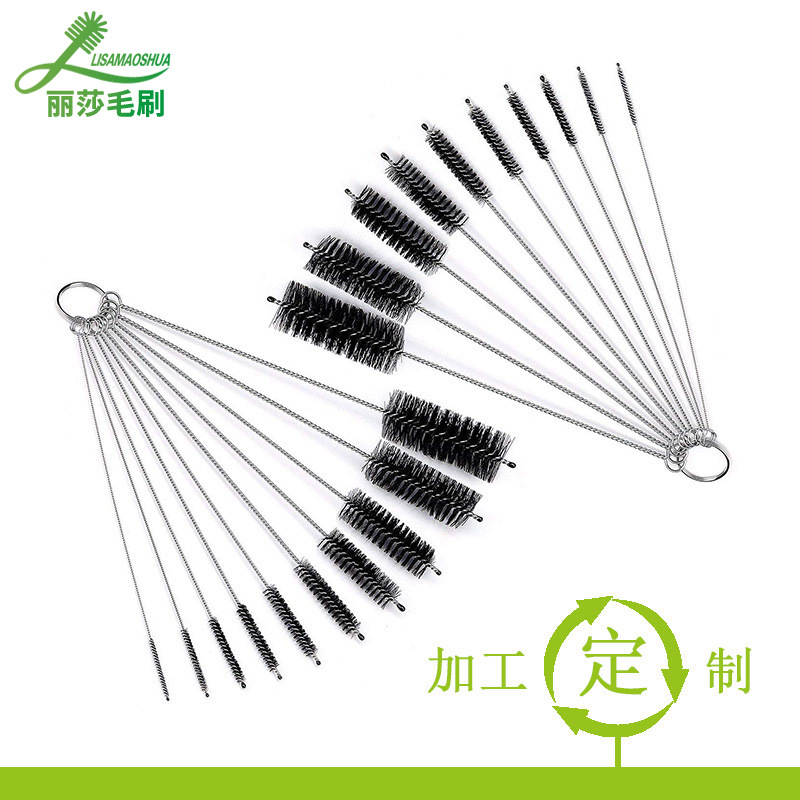 Equipo de tatuaje cepillo de acero inoxidable cepillo de limpieza de nylon pluma de aerosol pistola cepillo de diez piezas traje de cepillo de paja