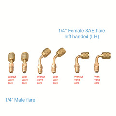 1/4" Female LH to Male RH R32 R454B 制冷剂黄铜适配器