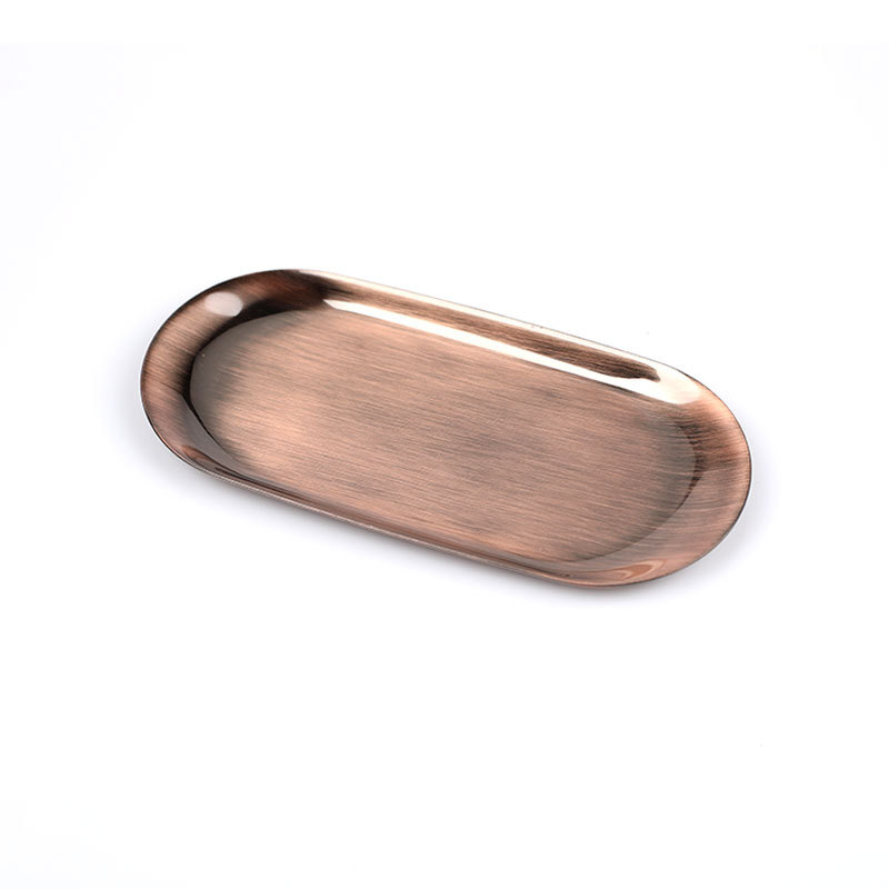 Bandeja de metal Sala de estar Disco ovalado Mesa de almacenamiento de joyas Bandeja de almacenamiento Plato de acero inoxidable Herramienta de vela