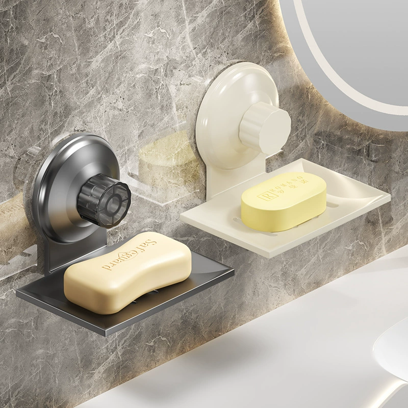 Wall -mounted suction cup box box Furnishing creative creativity -free bathroom toilet standing rack draining fast dry soap discs