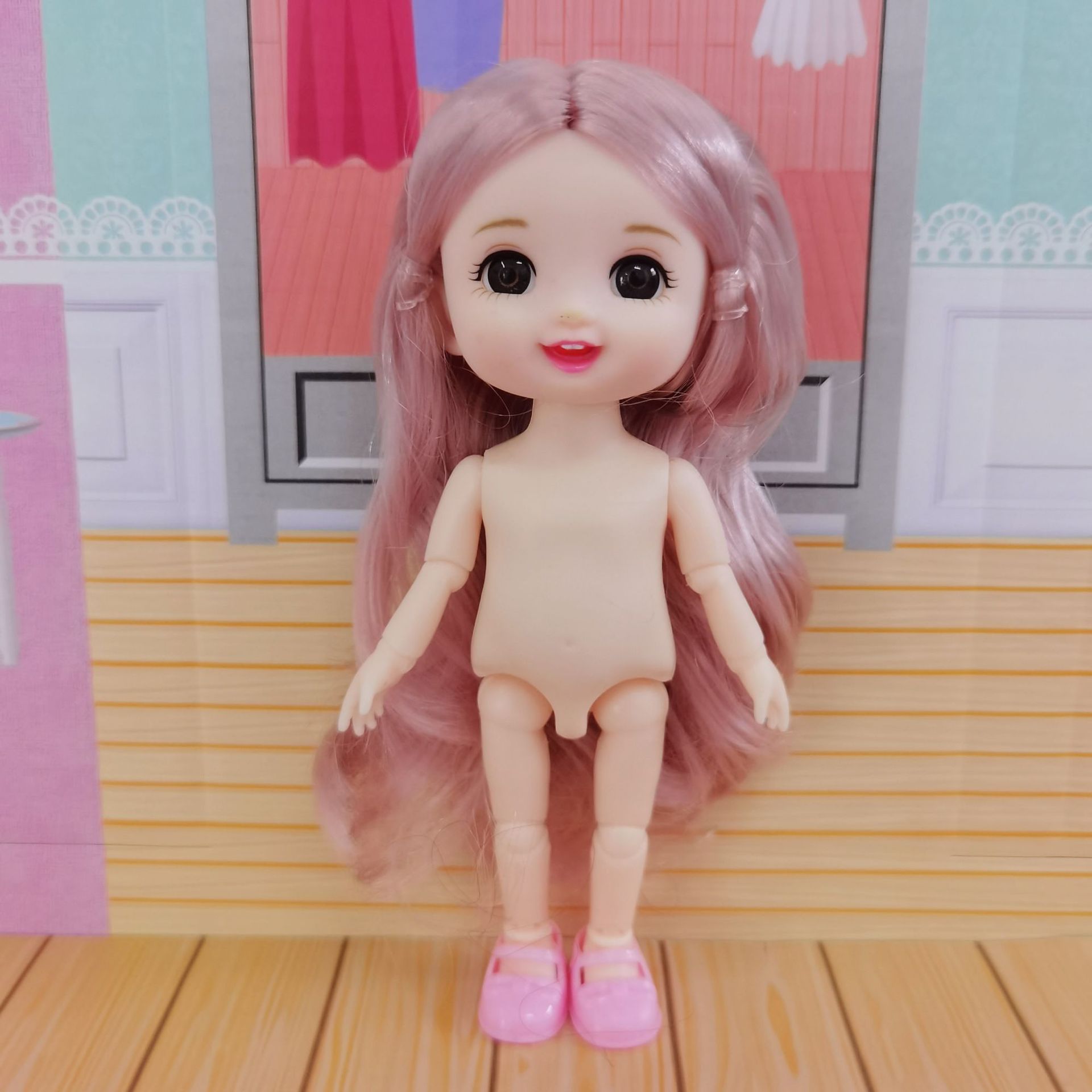 New 17 cm 6 inch nude baby 3D true eye BJD13 joint dress doll play every girl toy