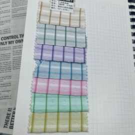 春夏色织新品TR起皱肌理泡泡格子男女童装衬衫连衣裙吊带鞋材裤料