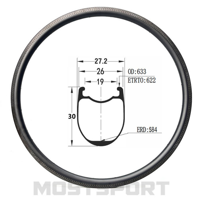 700C Road Carbon Fiber Rim 30mm High Opening Vacuum Compatible 26mm Wide Rim Brake Disc Brake Compatible Customization 700C Road Carbon Fiber Rim 30mm High Opening Vacuum Compatible 26mm Wide Rim Brake Disc Brake Compatible Customization