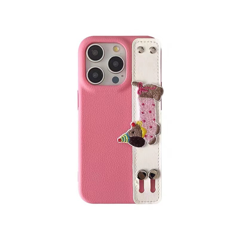 Ins nueva pulsera de perro salchicha de color sólido para iPhone 15ProMax funda para teléfono móvil 14 Apple 13Pro Mujer 12