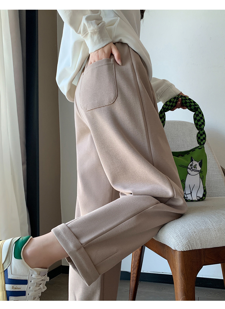 Grey sportswear pants, Minnie Spring and Autumn radish dad pants, loose straight-leg casual Harem sweatpants with flared cuffs pic 29