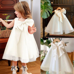 Child's dress for girls, baby's first birthday princess dress, children's party, little host, white piano performance outfit, foreign trade