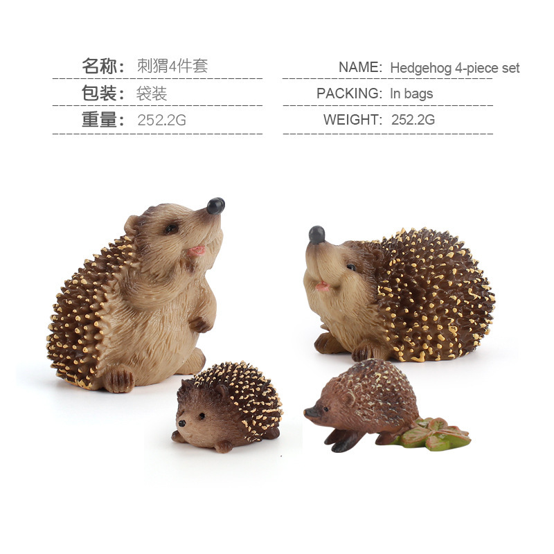 Exportación transfronteriza simulación bosque animal erizo serie modelo selva bebé erizo traje estático decoración juguete
