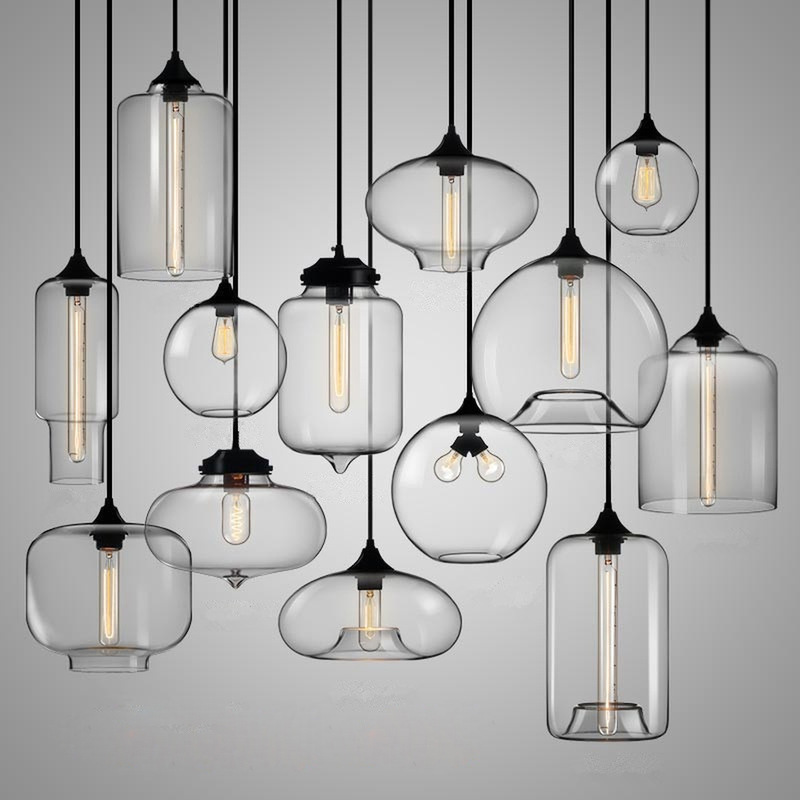 Simple modern restaurant chandelier retro creative personality bar bar cafe transparent single glass chandelier